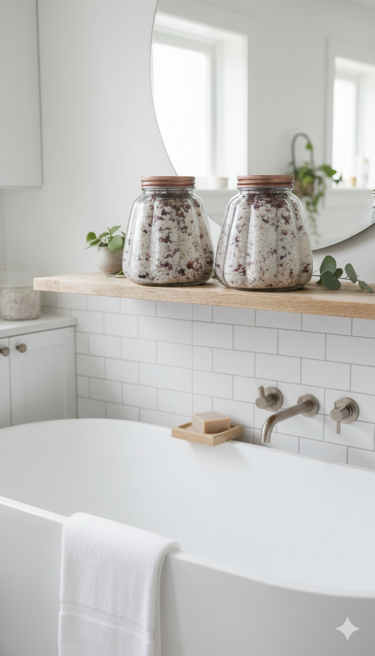 Luxurious Bath Salts in Beautiful pumpkin Glass Jar